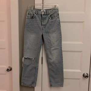 Reformation Cynthia, distressed, high rise, wide leg jeans